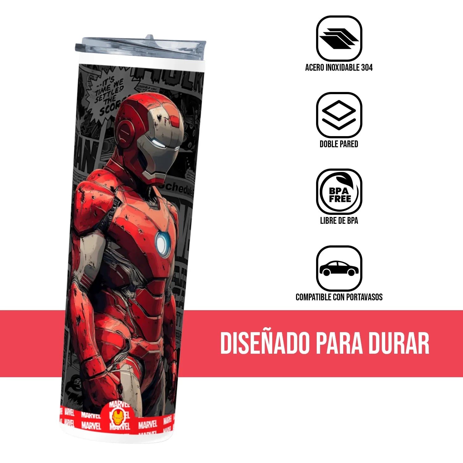 Termo Skinny Tumbler 20 oz de acero inoxidable - Iron Man 02