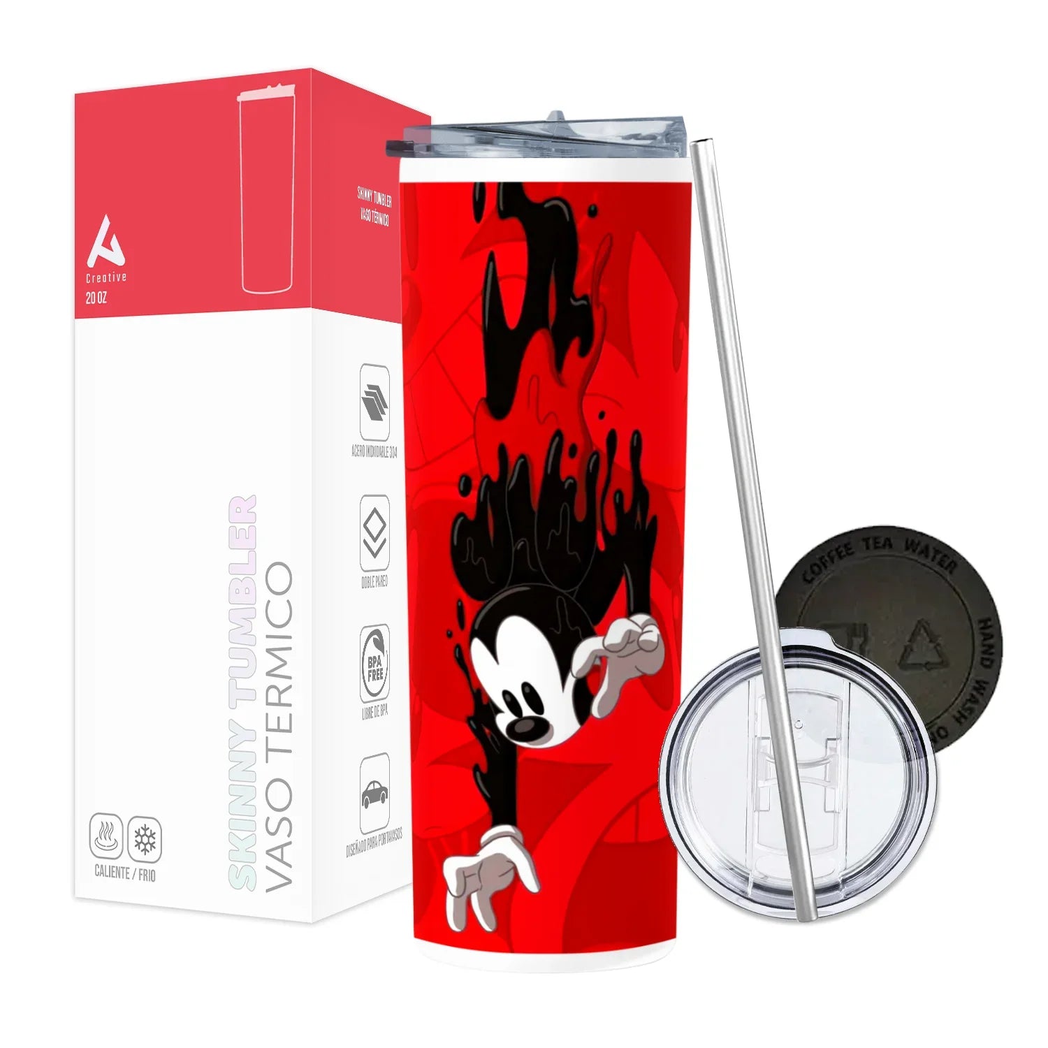Termo Skinny Tumbler 20 oz de acero inoxidable - Mickey Cayendo