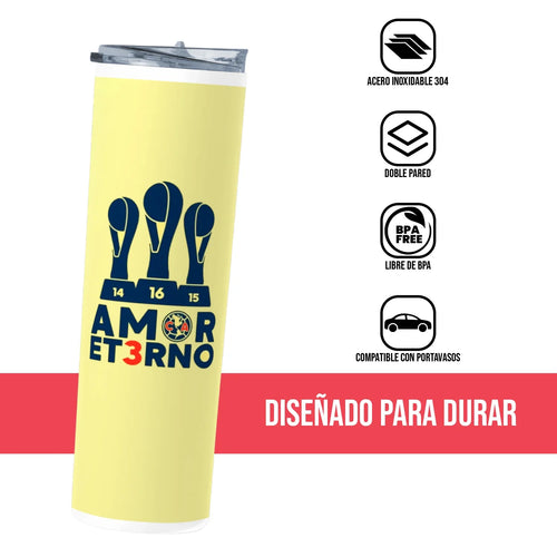 Termo Skinny Tumbler 20 oz de acero inoxidable - Club America Amor Eterno