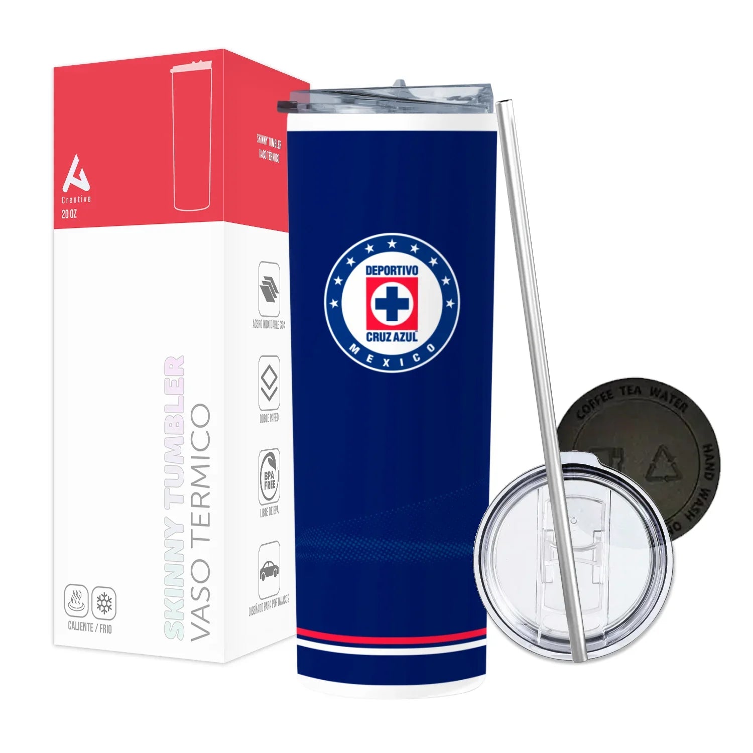 Termo Skinny Tumbler 20 oz de acero inoxidable - Cruz Azul