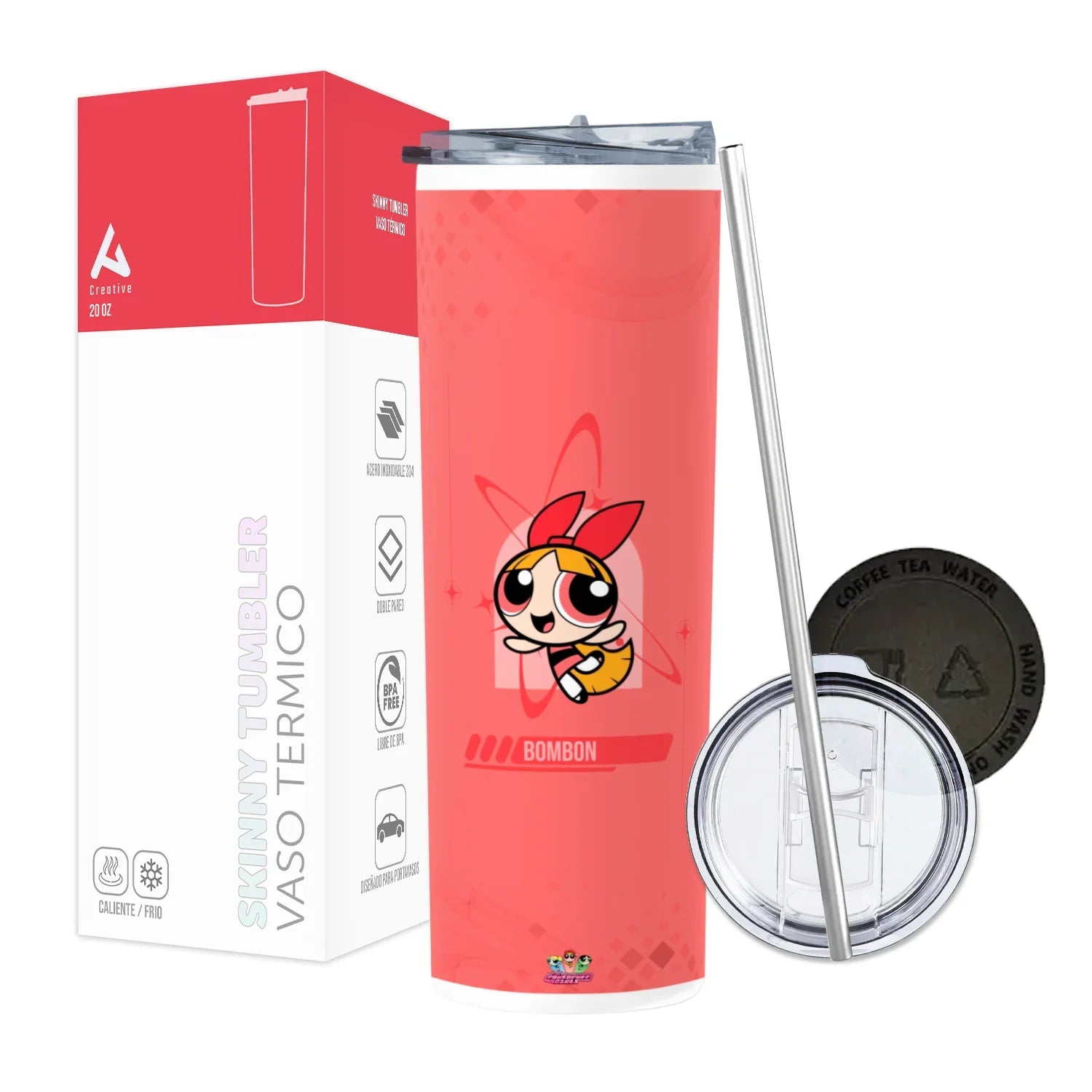 Termo Skinny Tumbler 20 oz de acero inoxidable - Chicas Superpoderosas Bombon