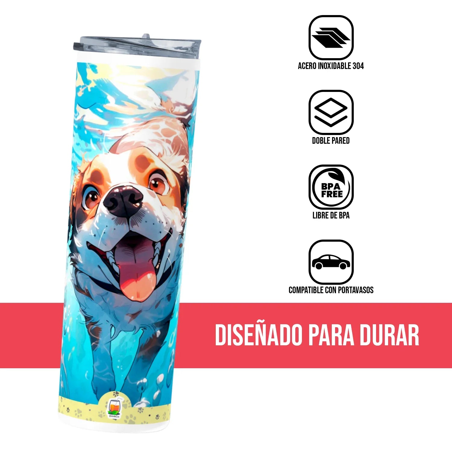 Termo Skinny Tumbler 20 oz de acero inoxidable - Perrito bajo el agua