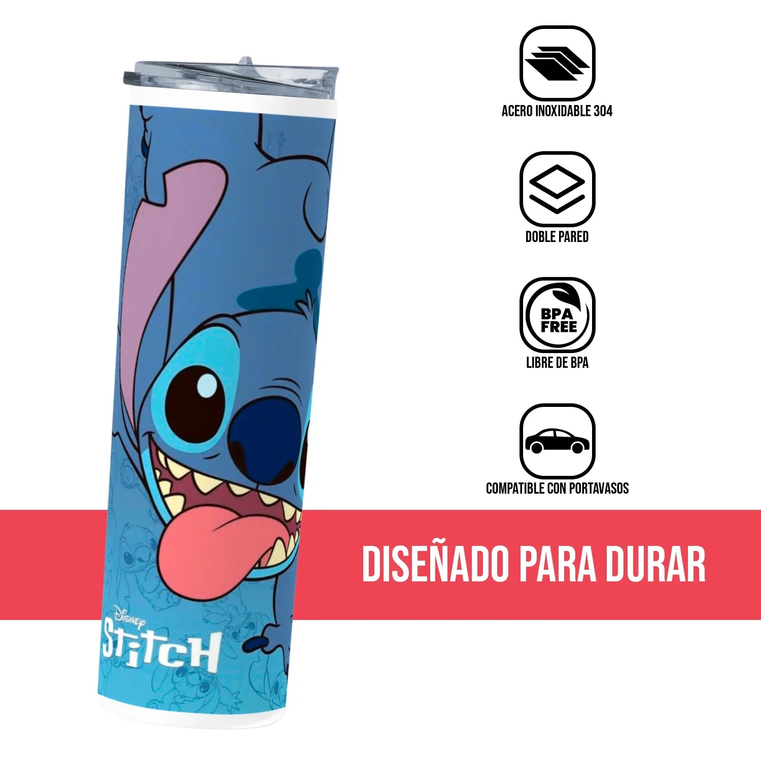 Termo Skinny Tumbler 20 oz de acero inoxidable - Stitch