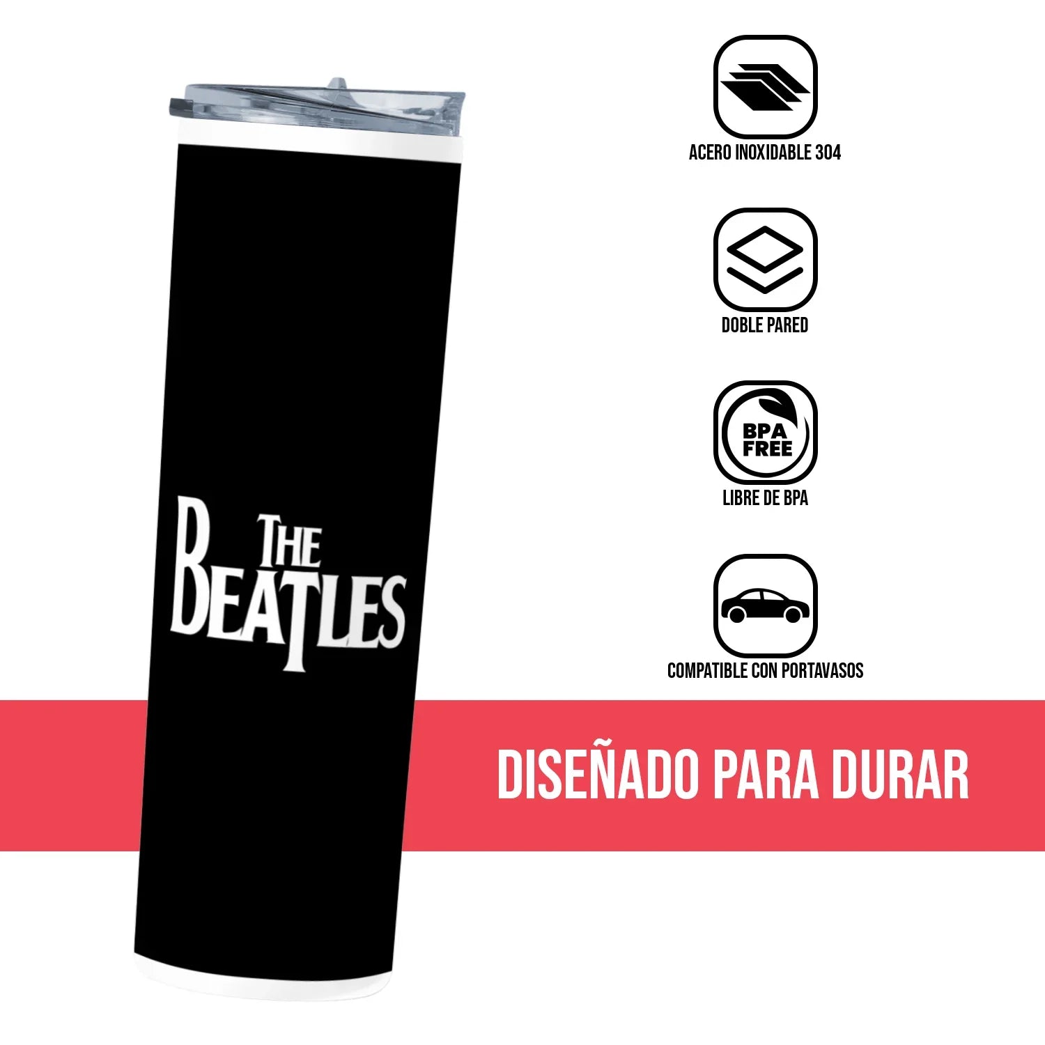 Termo Skinny Tumbler 20 oz de acero inoxidable - The beatles 2