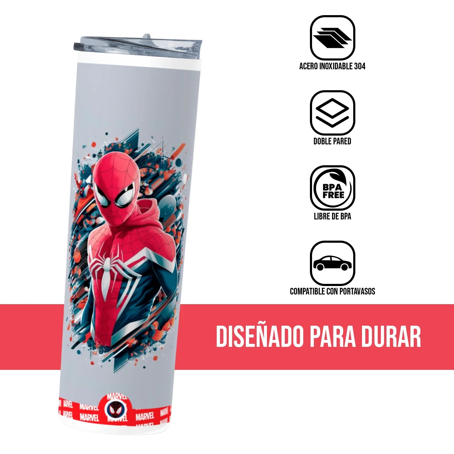 Termo Skinny Tumbler 20 oz de acero inoxidable - Marvel Spiderman