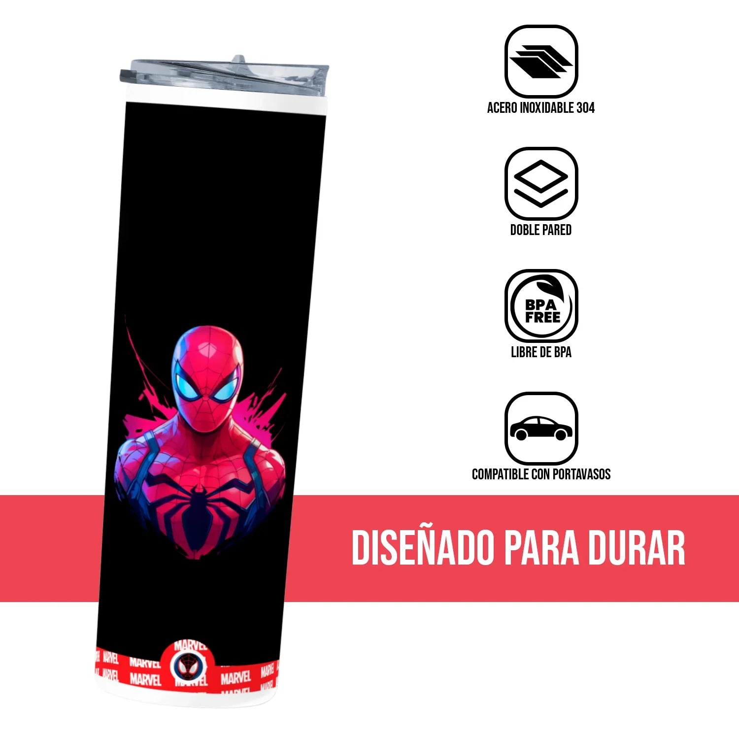 Termo Skinny Tumbler 20 oz de acero inoxidable - Marvel Spiderman 2