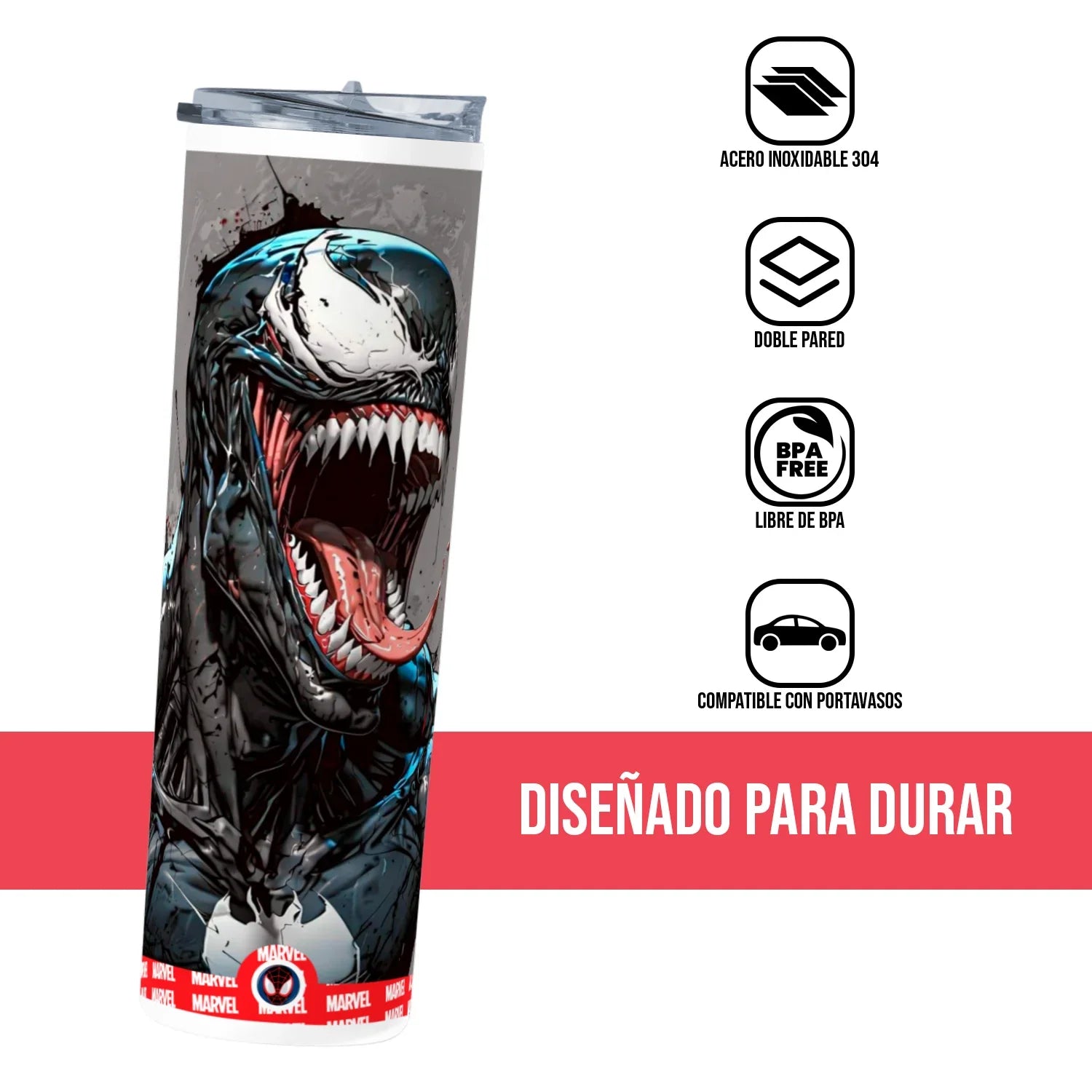 Termo Skinny Tumbler 20 oz de acero inoxidable - Marvel Venom