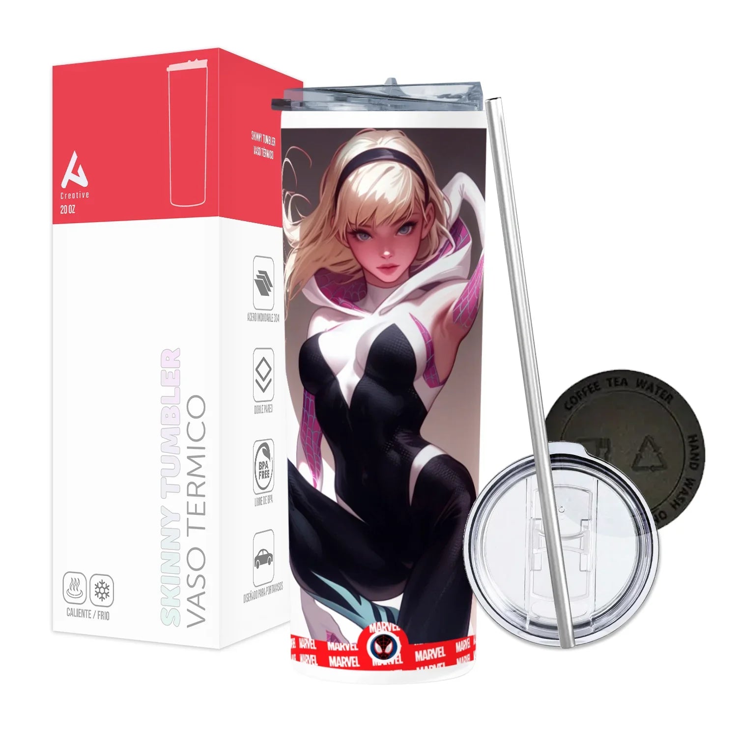 Termo Skinny Tumbler 20 oz de acero inoxidable - Marvel Gwen Spider