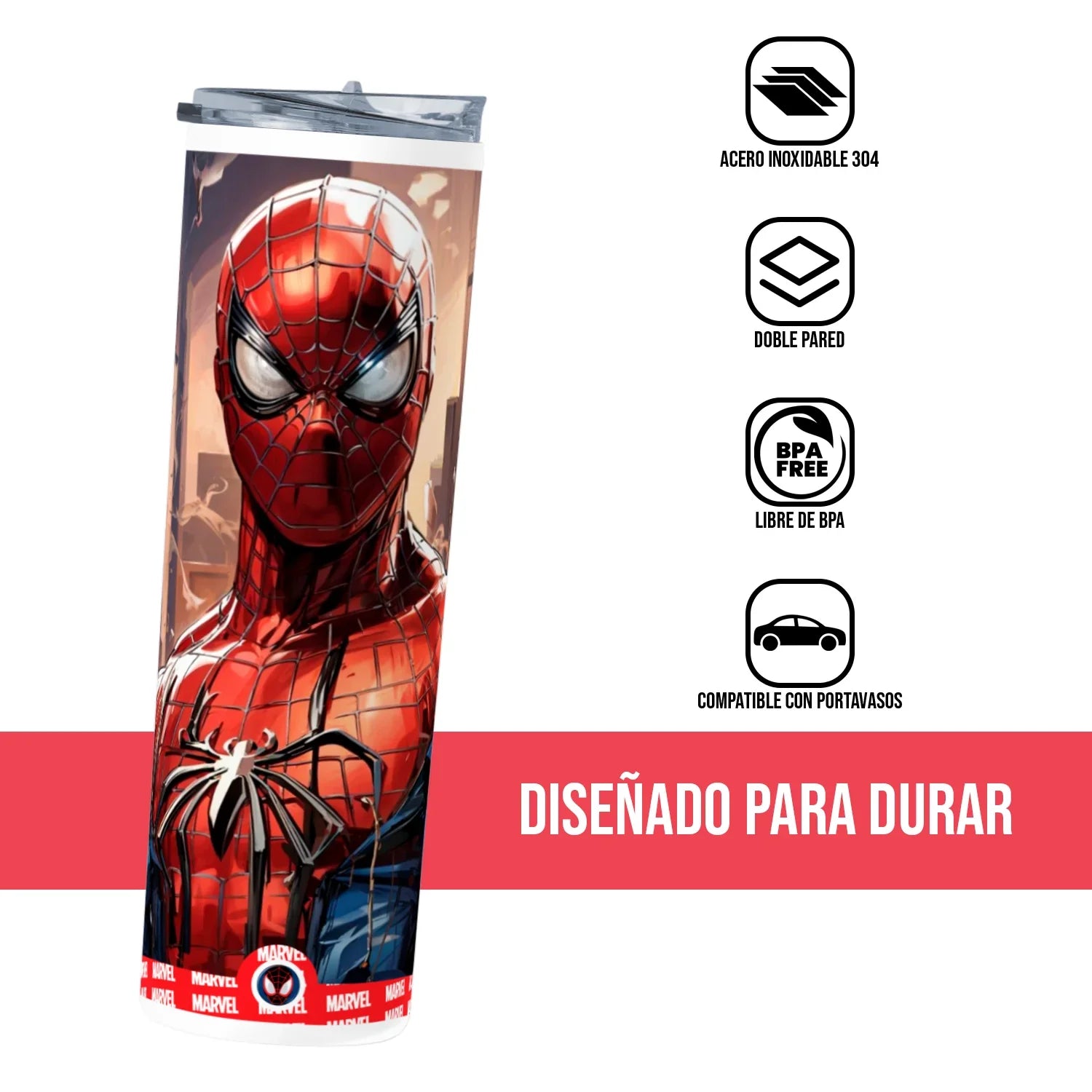 Termo Skinny Tumbler 20 oz de acero inoxidable - Marvel Spiderman 3
