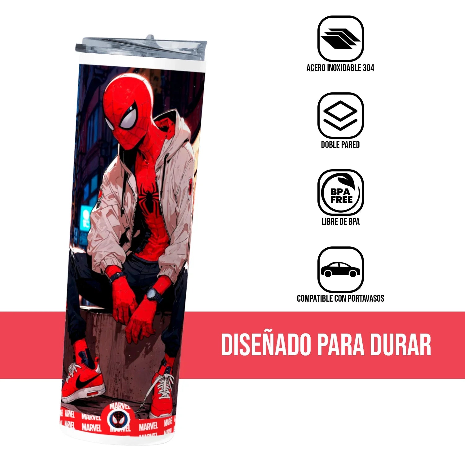 Termo Skinny Tumbler 20 oz de acero inoxidable - Marvel Spiderman 4