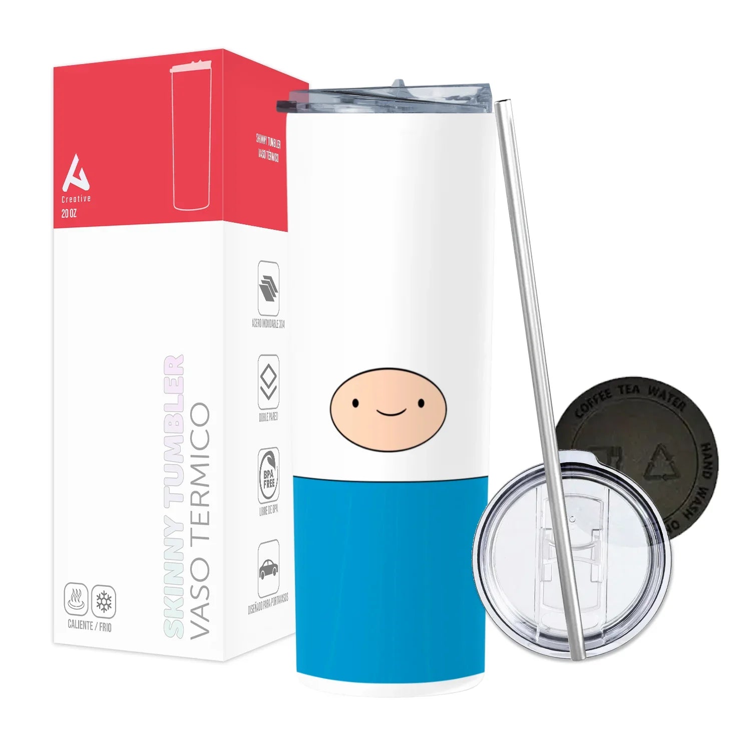 Termo Skinny Tumbler 20 oz de acero inoxidable - Hora de Aventura Finn 2