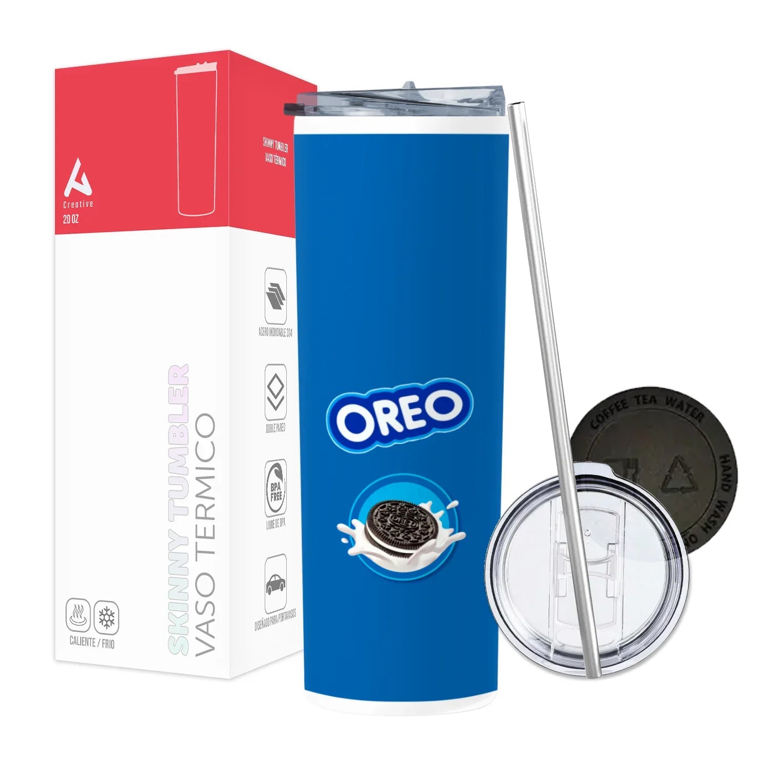 Termo Skinny Tumbler 20 oz de acero inoxidable - Oreo