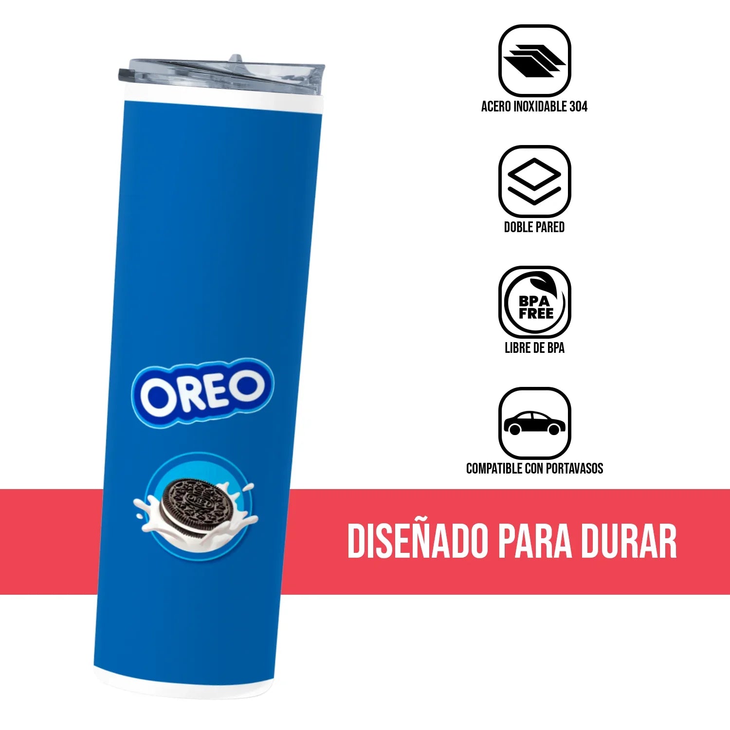 Termo Skinny Tumbler 20 oz de acero inoxidable - Oreo