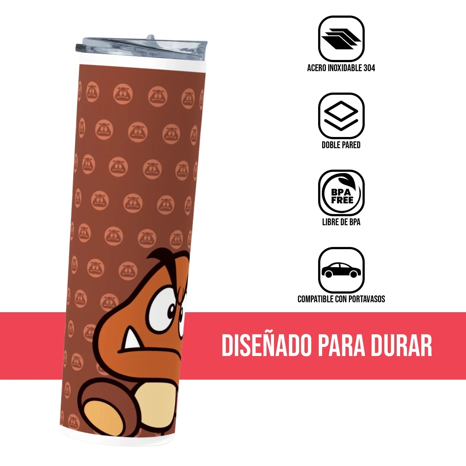 Termo Skinny Tumbler 20 oz de acero inoxidable - Nintendo Goomba