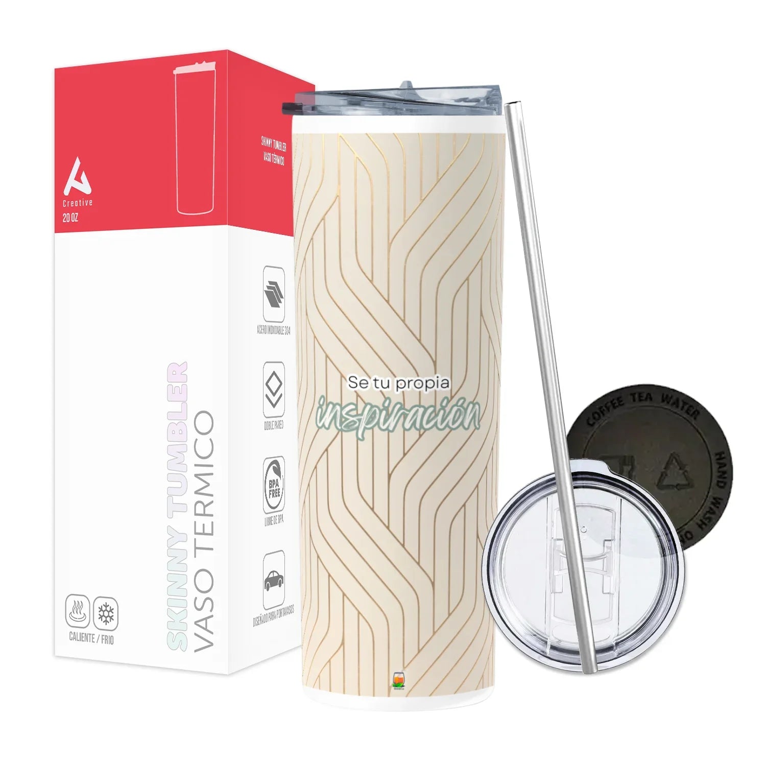 Termo Skinny Tumbler 20 oz de acero inoxidable - Frases motivacionales 2