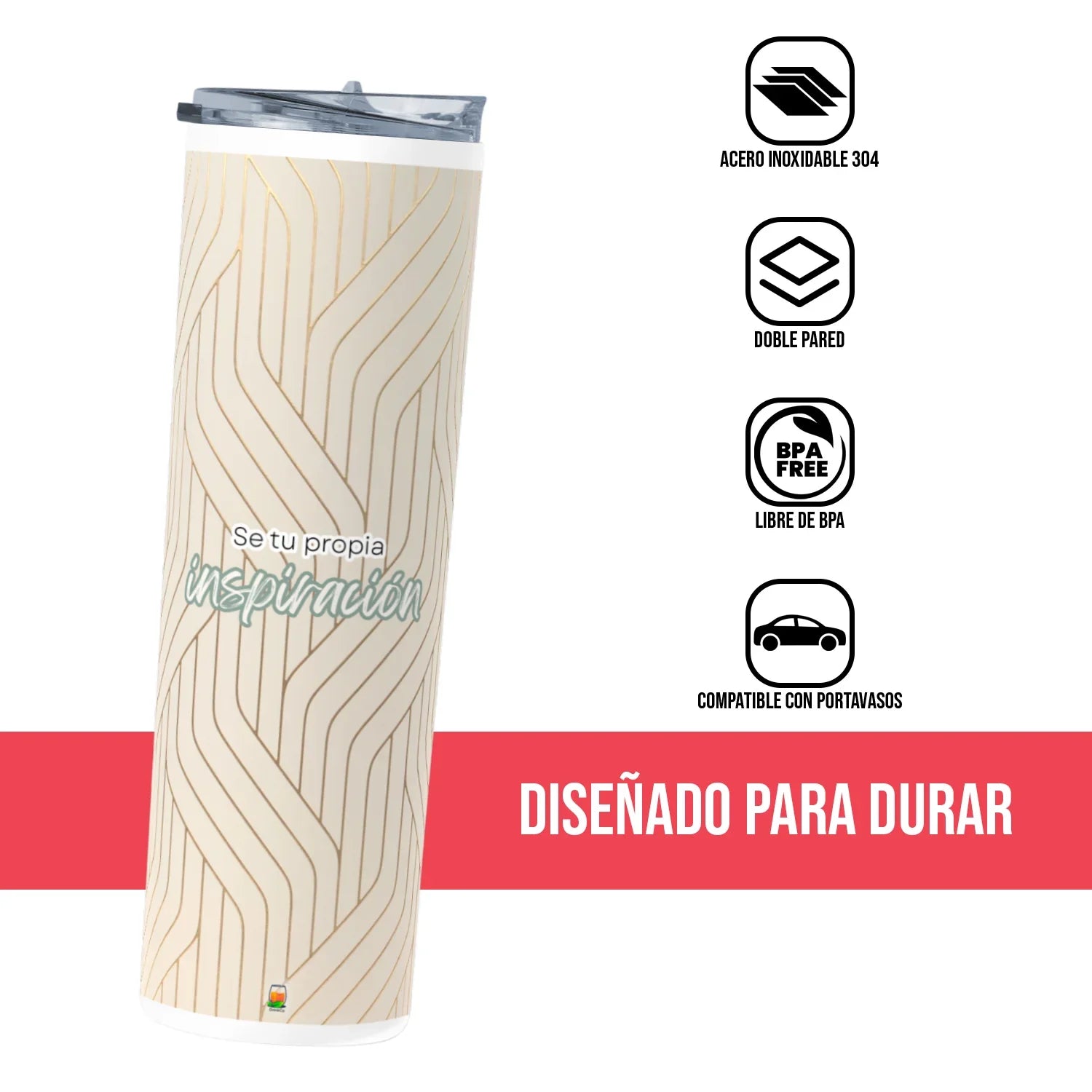 Termo Skinny Tumbler 20 oz de acero inoxidable - Frases motivacionales 2