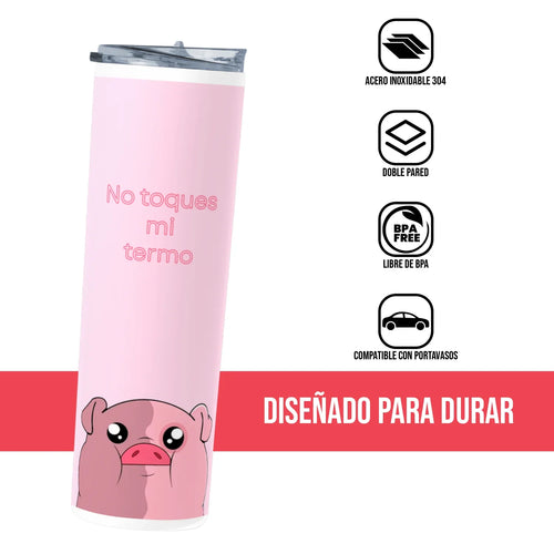 Termo Skinny Tumbler 20 oz de acero inoxidable - Cerdito no toques mi termo