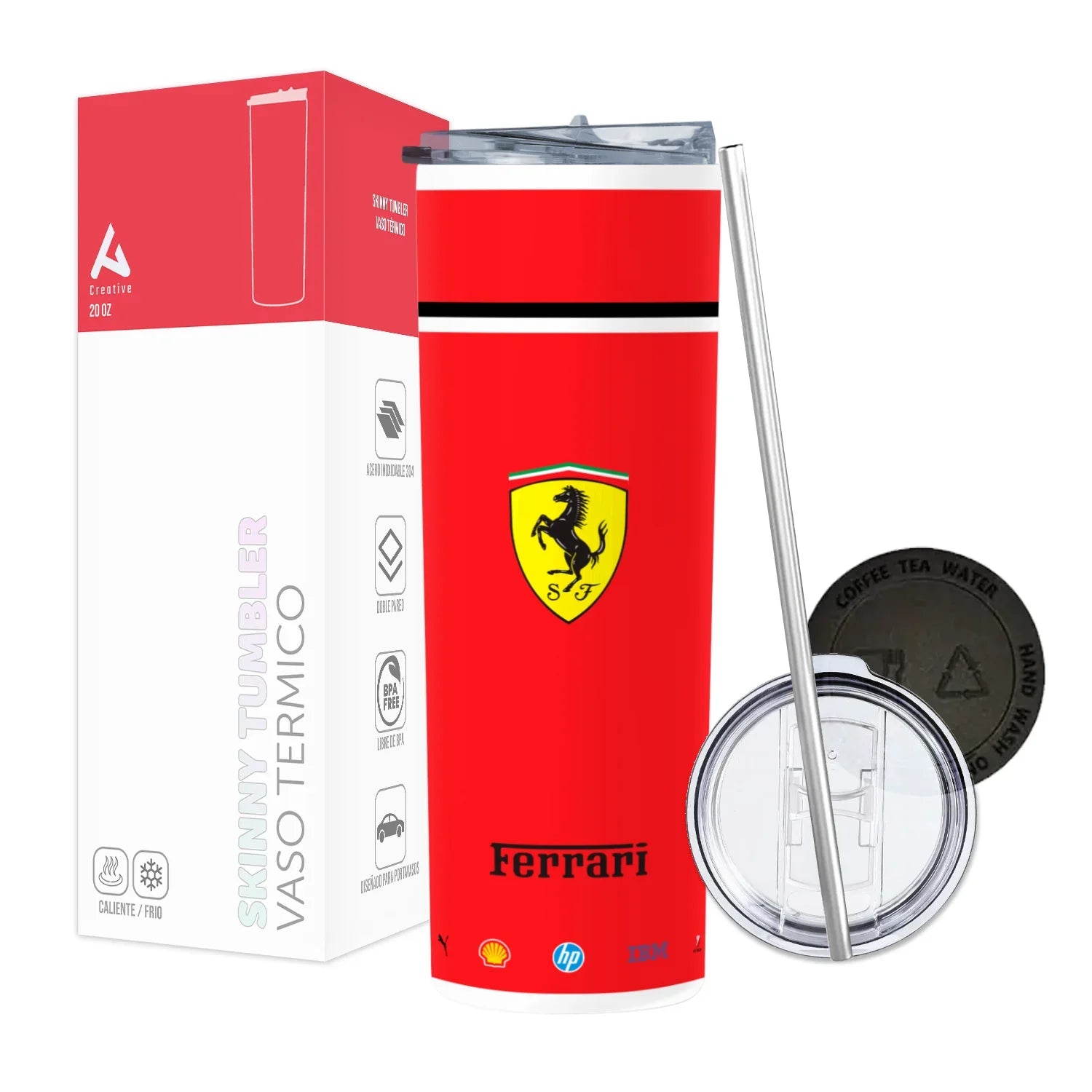 Termo Skinny Tumbler 20 oz de acero inoxidable - Ferrari