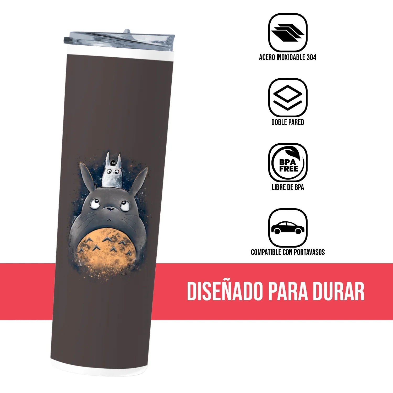 Termo Skinny Tumbler 20 oz de acero inoxidable - Totoro