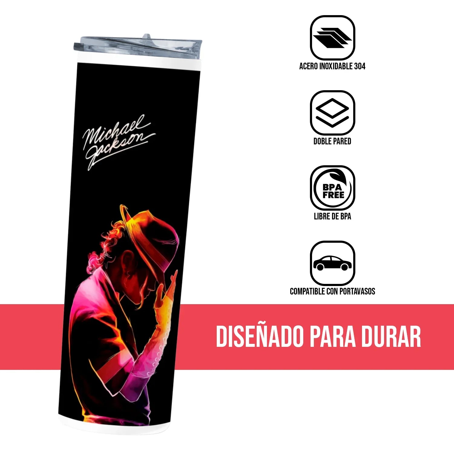 Termo Skinny Tumbler 20 oz de acero inoxidable - Michael Jackson 2