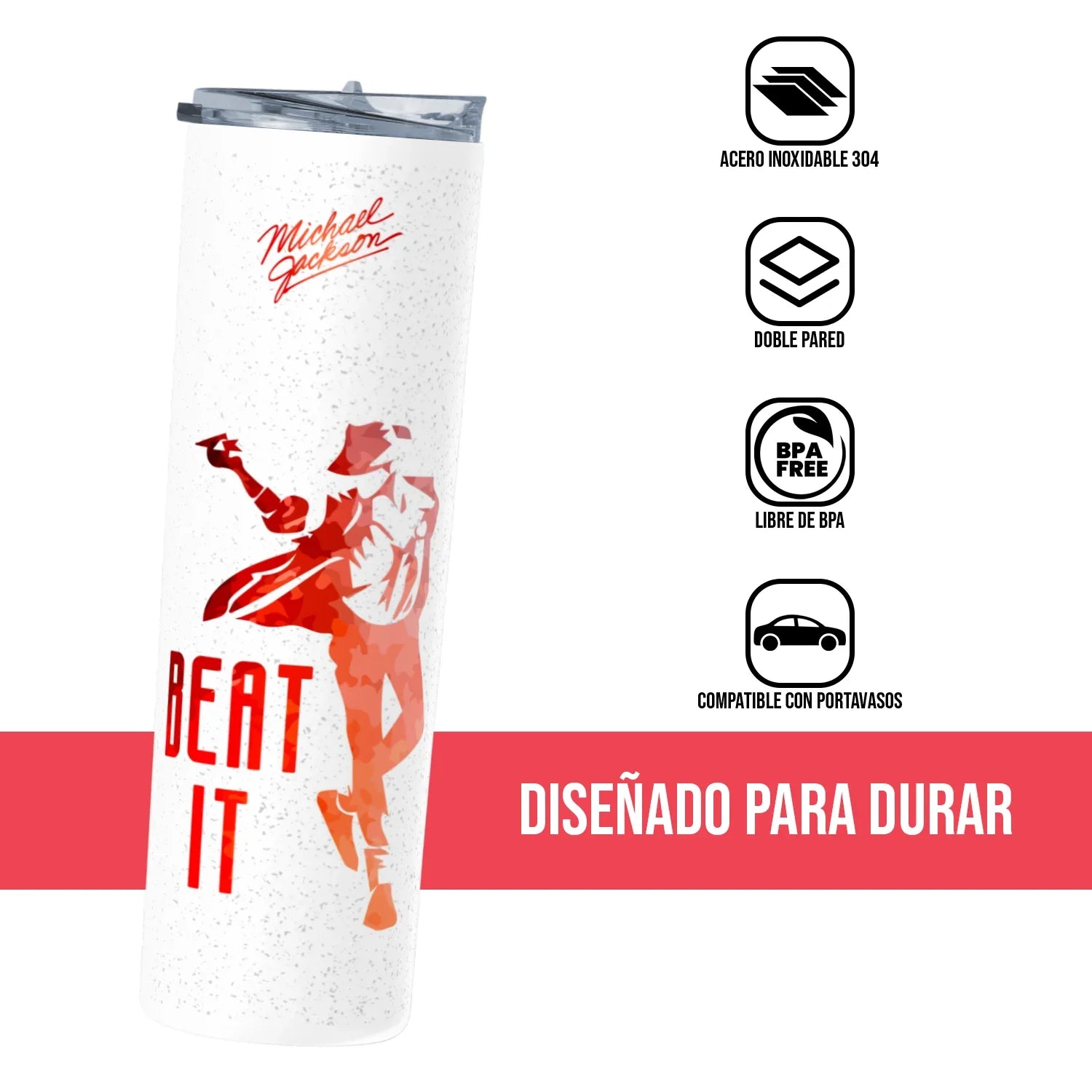 Termo Skinny Tumbler 20 oz de acero inoxidable - Michael Jackson Beat It