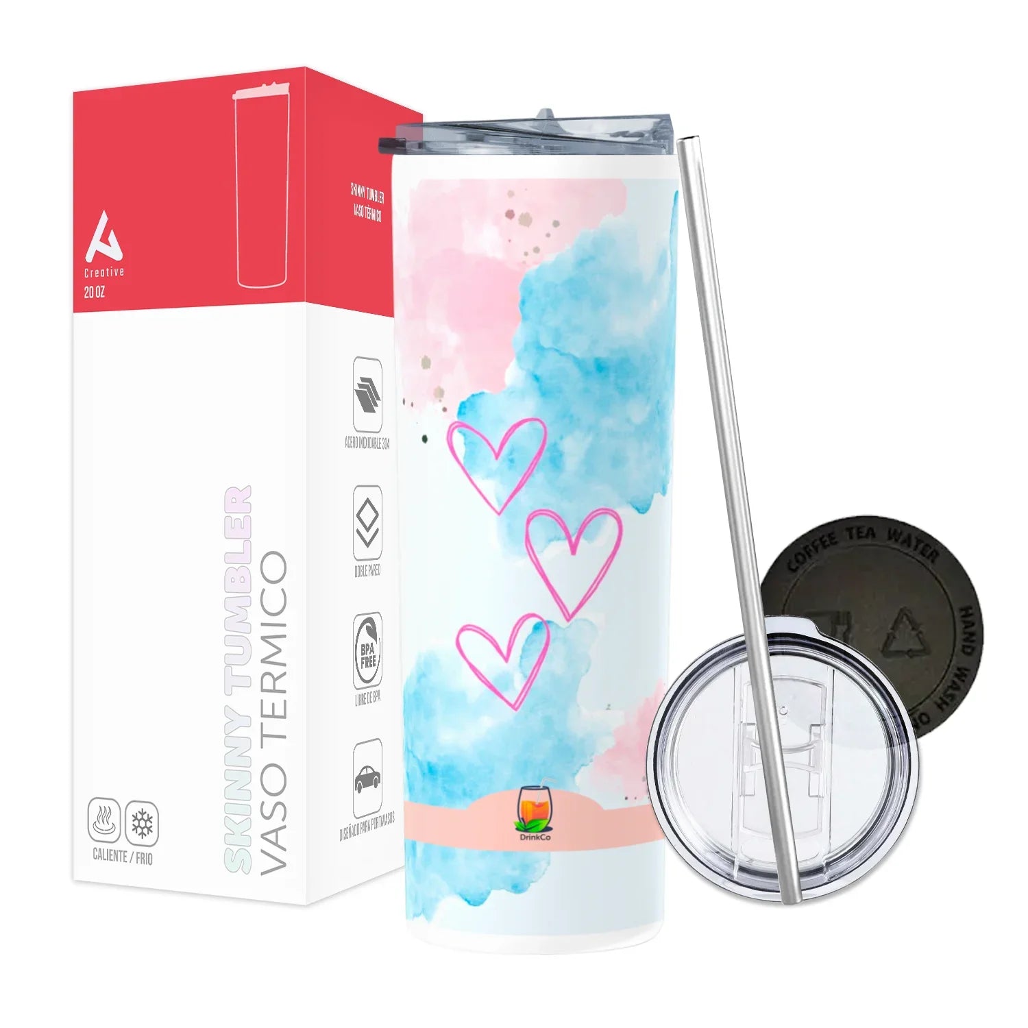 Termo Skinny Tumbler 20 oz de acero inoxidable - Corazones 3