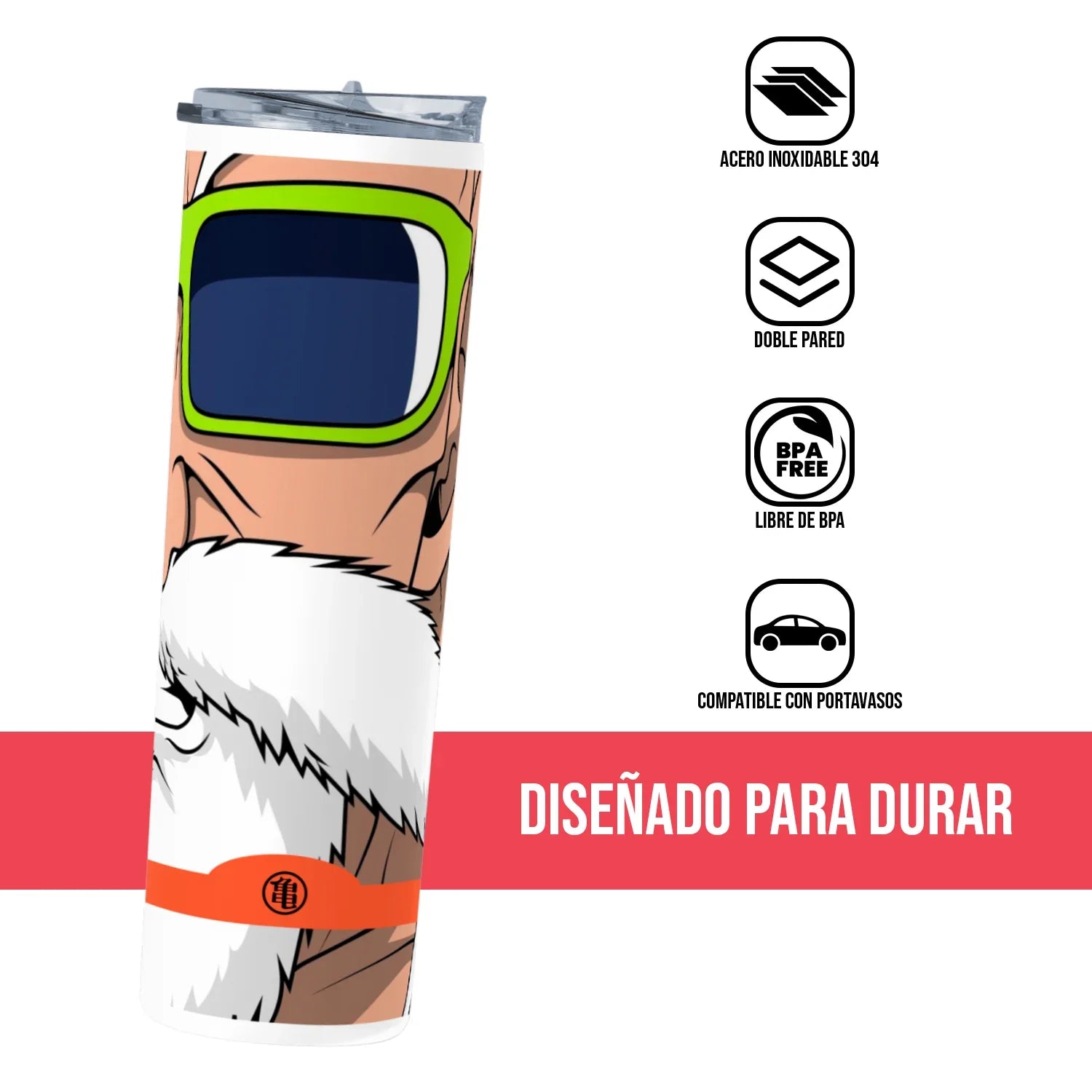 Termo Skinny Tumbler 20 oz de acero inoxidable - Dragon Ball Mr Roshi