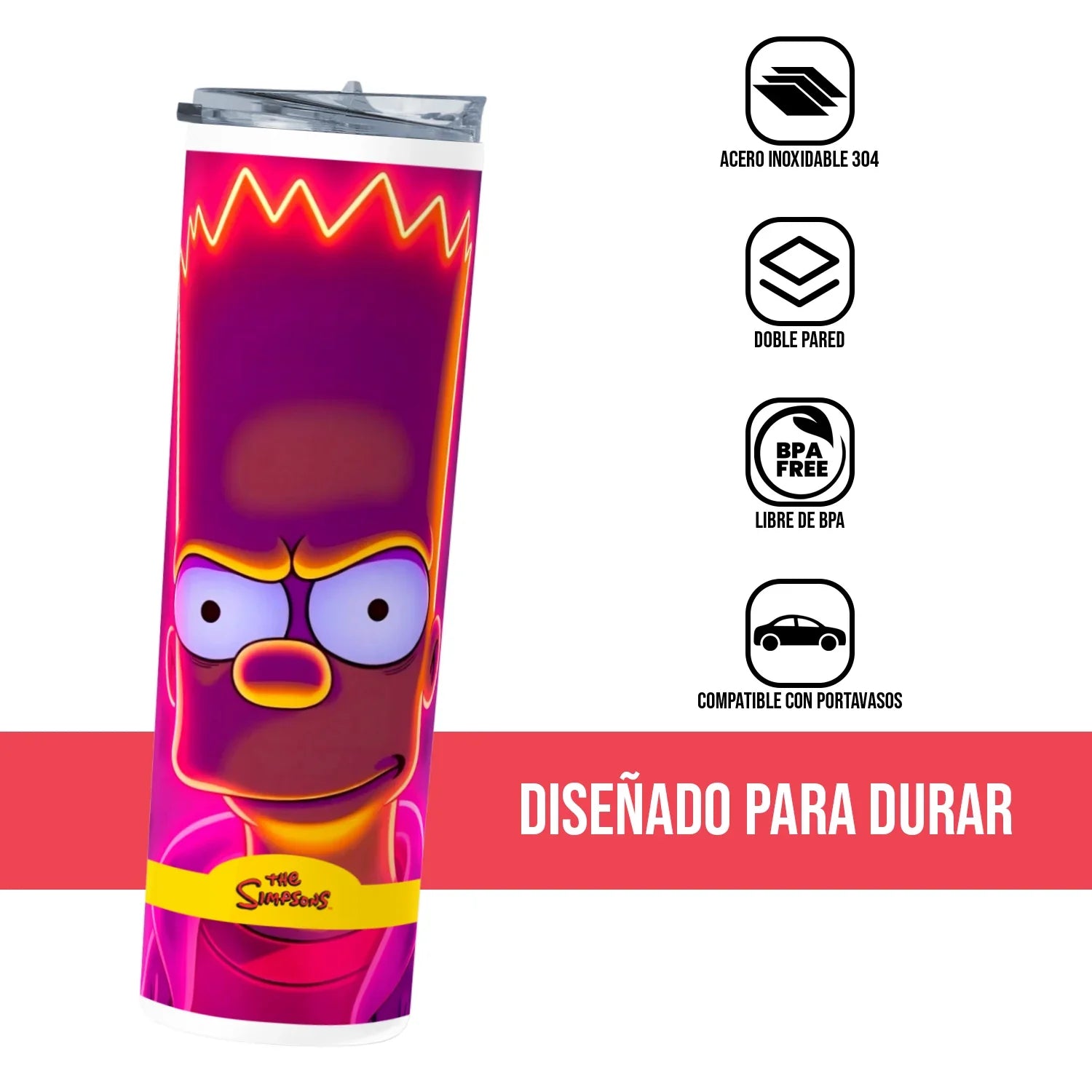 Termo Skinny Tumbler 20 oz de acero inoxidable - Bart Simpson