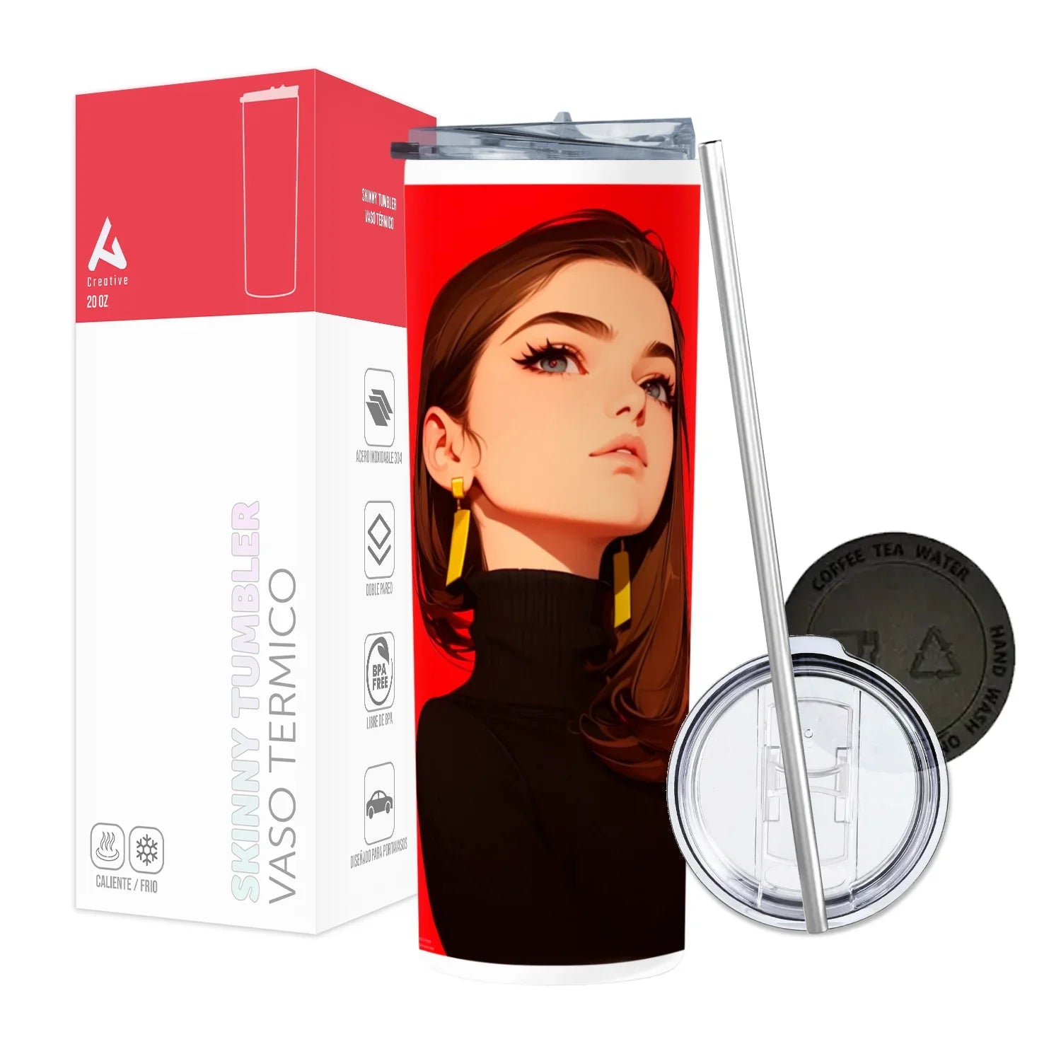 Termo Skinny Tumbler 20 oz de acero inoxidable - Mujer Arte