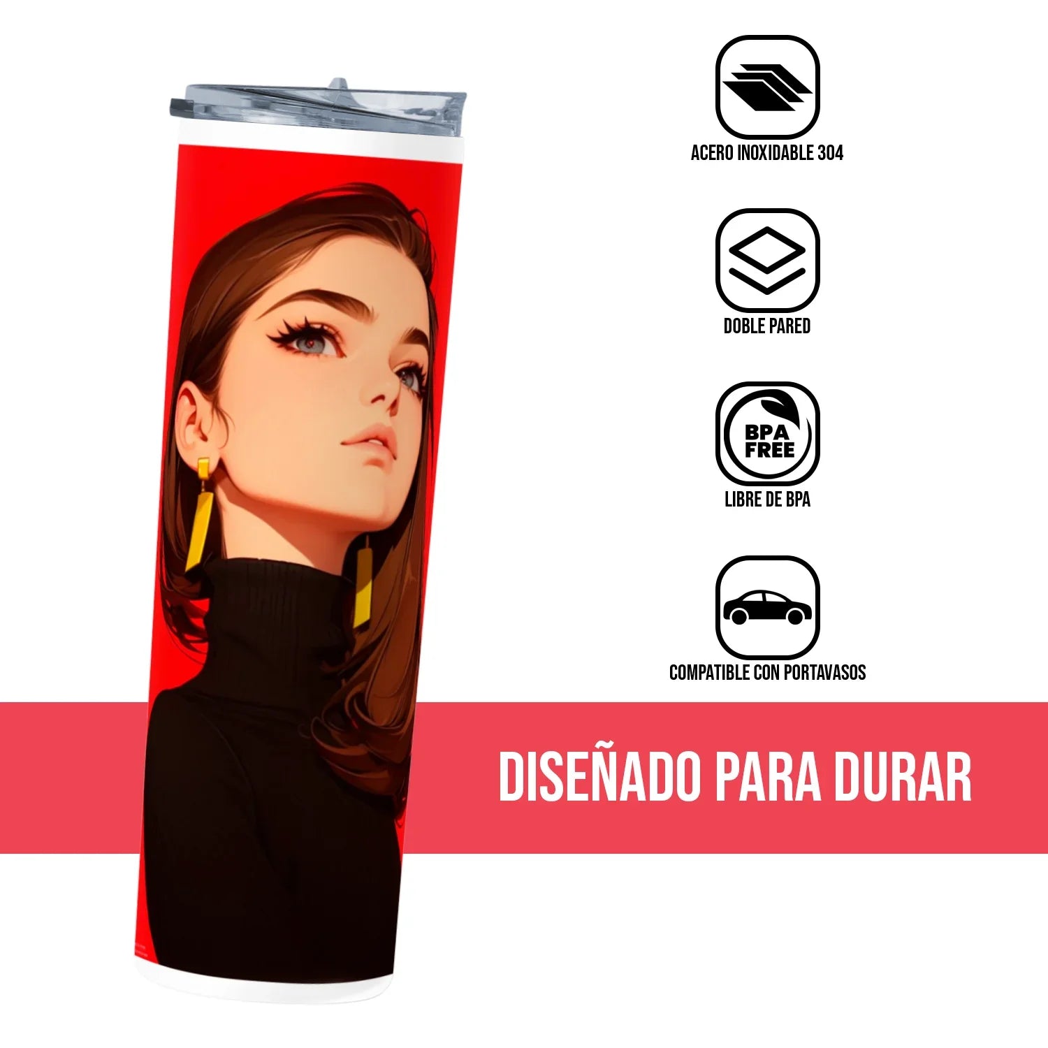 Termo Skinny Tumbler 20 oz de acero inoxidable - Mujer Arte