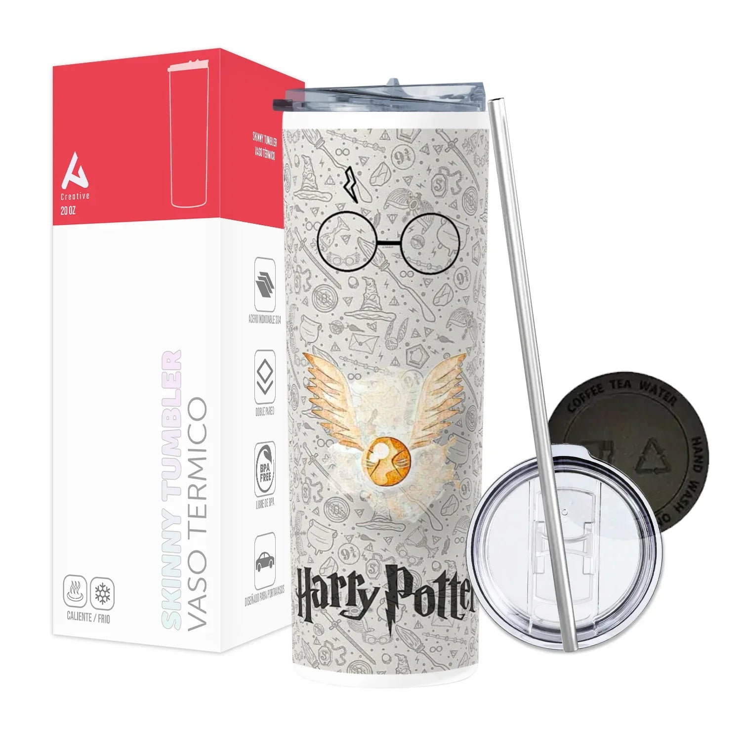 Termo Skinny Tumbler 20 oz de acero inoxidable - Harry Potter Pattern 2