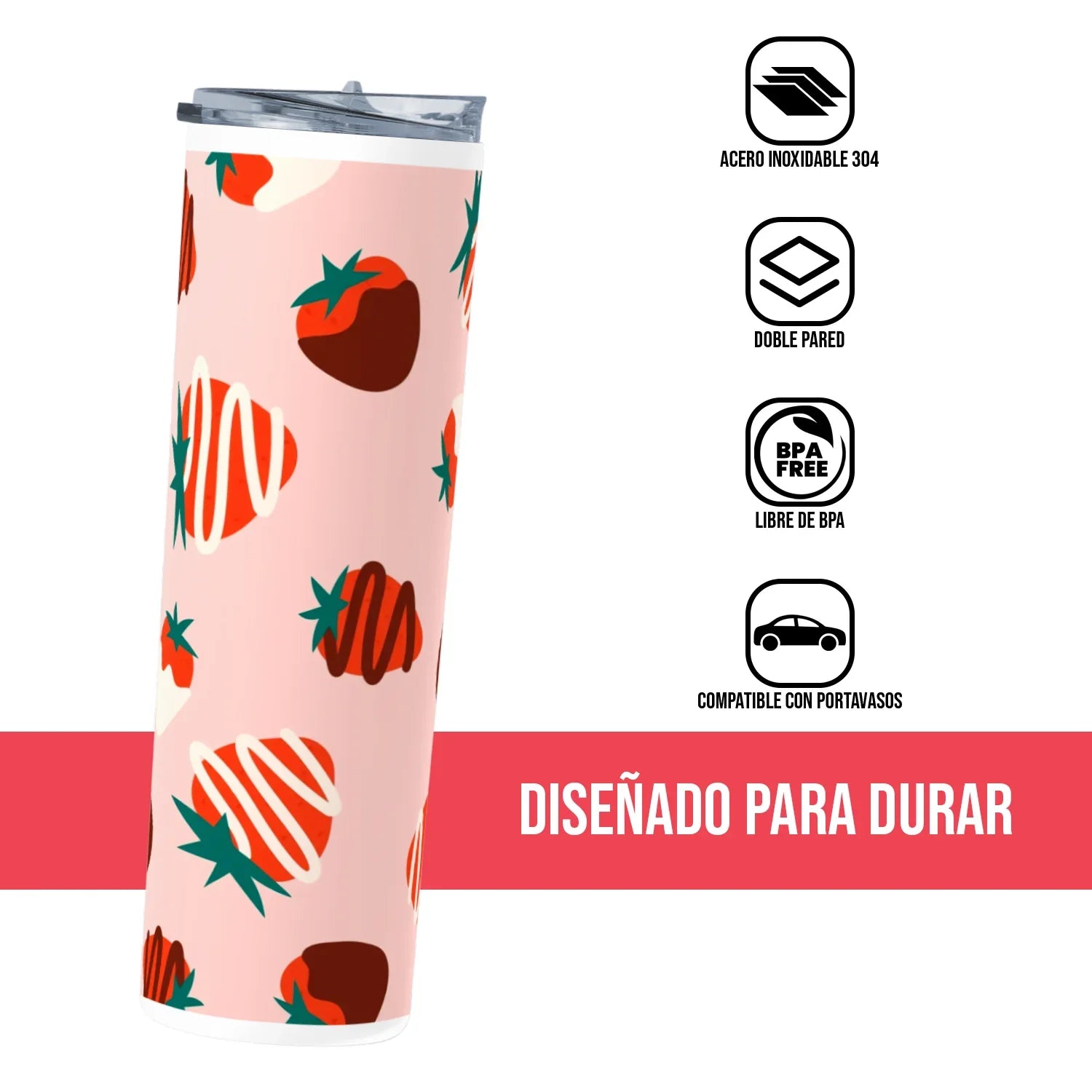 Termo Skinny Tumbler 20 oz de acero inoxidable - Fresitas