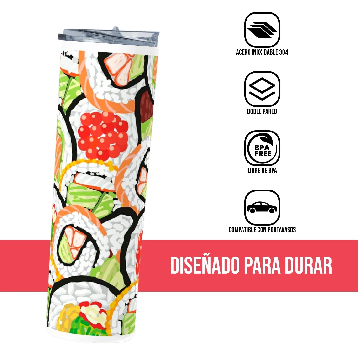 Termo Skinny Tumbler 20 oz de acero inoxidable - Sushi