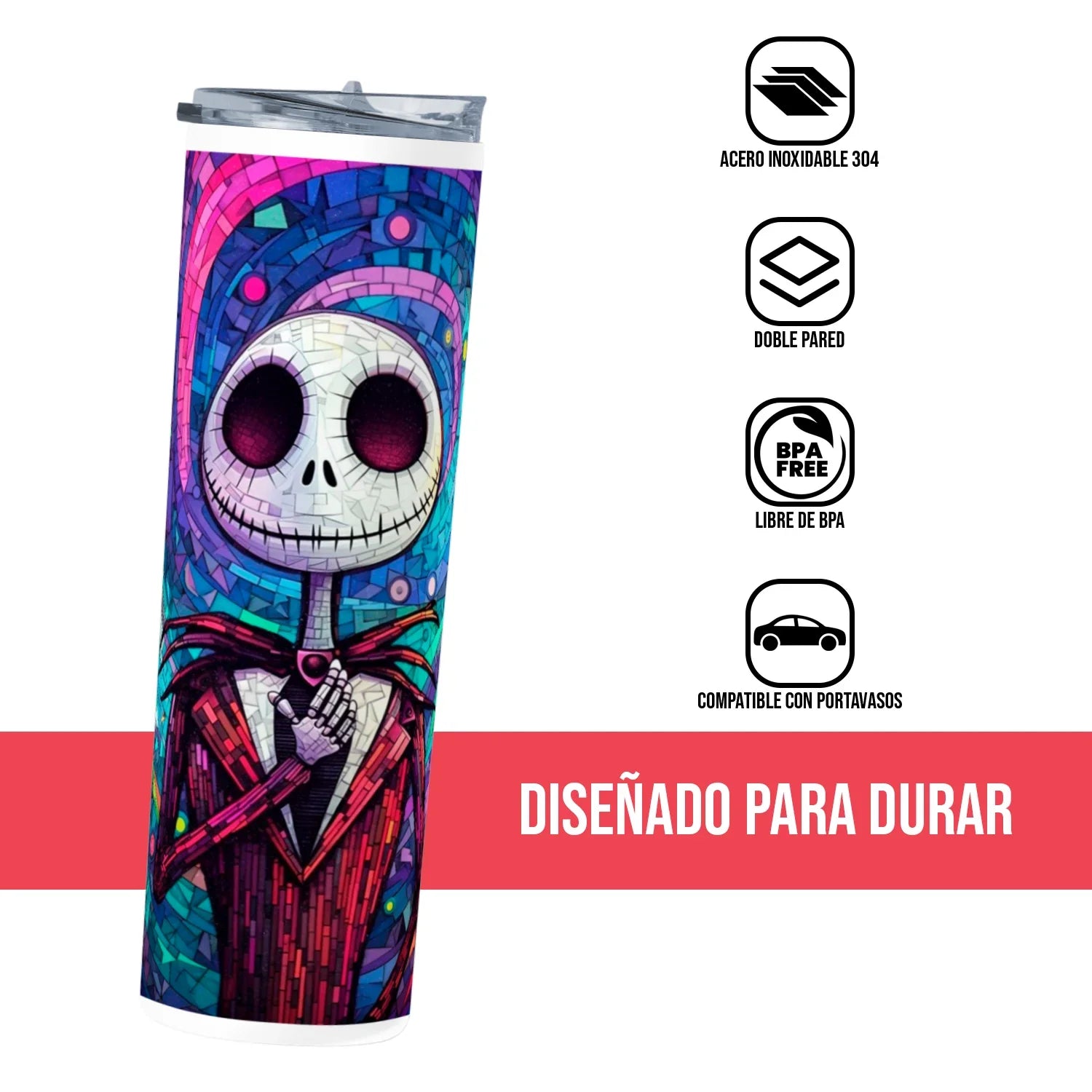 Termo Skinny Tumbler 20 oz de acero inoxidable - Jack Skellington 2
