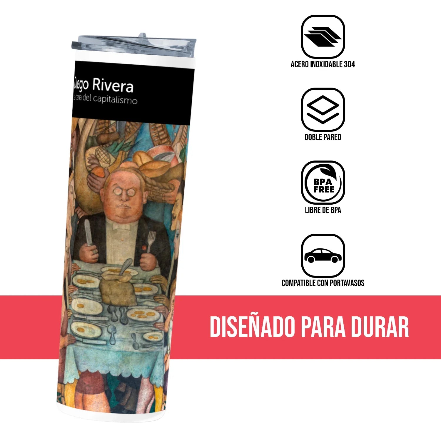 Termo Skinny Tumbler 20 oz de acero inoxidable - Diego Rivera
