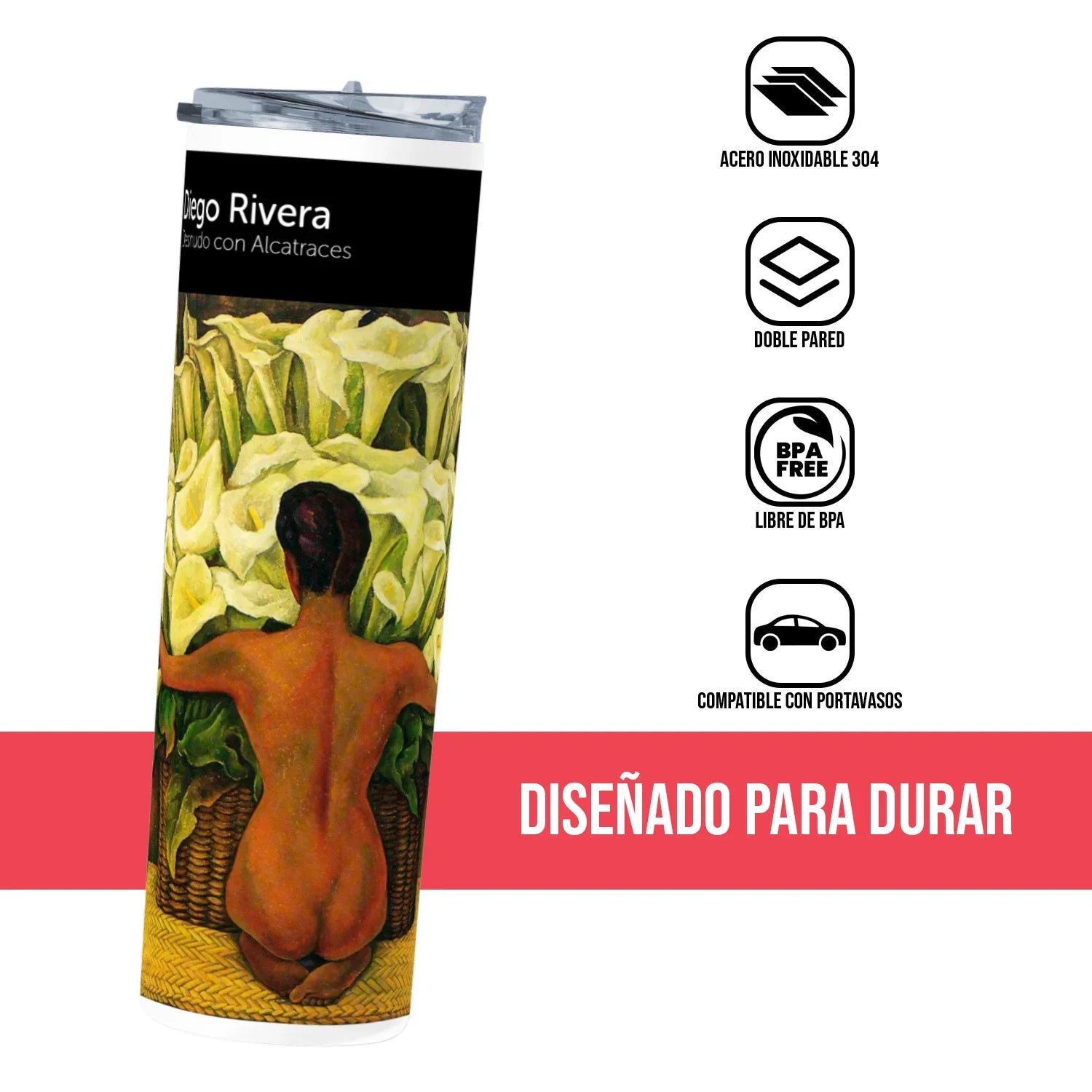 Termo Skinny Tumbler 20 oz de acero inoxidable - Diego Rivera 3
