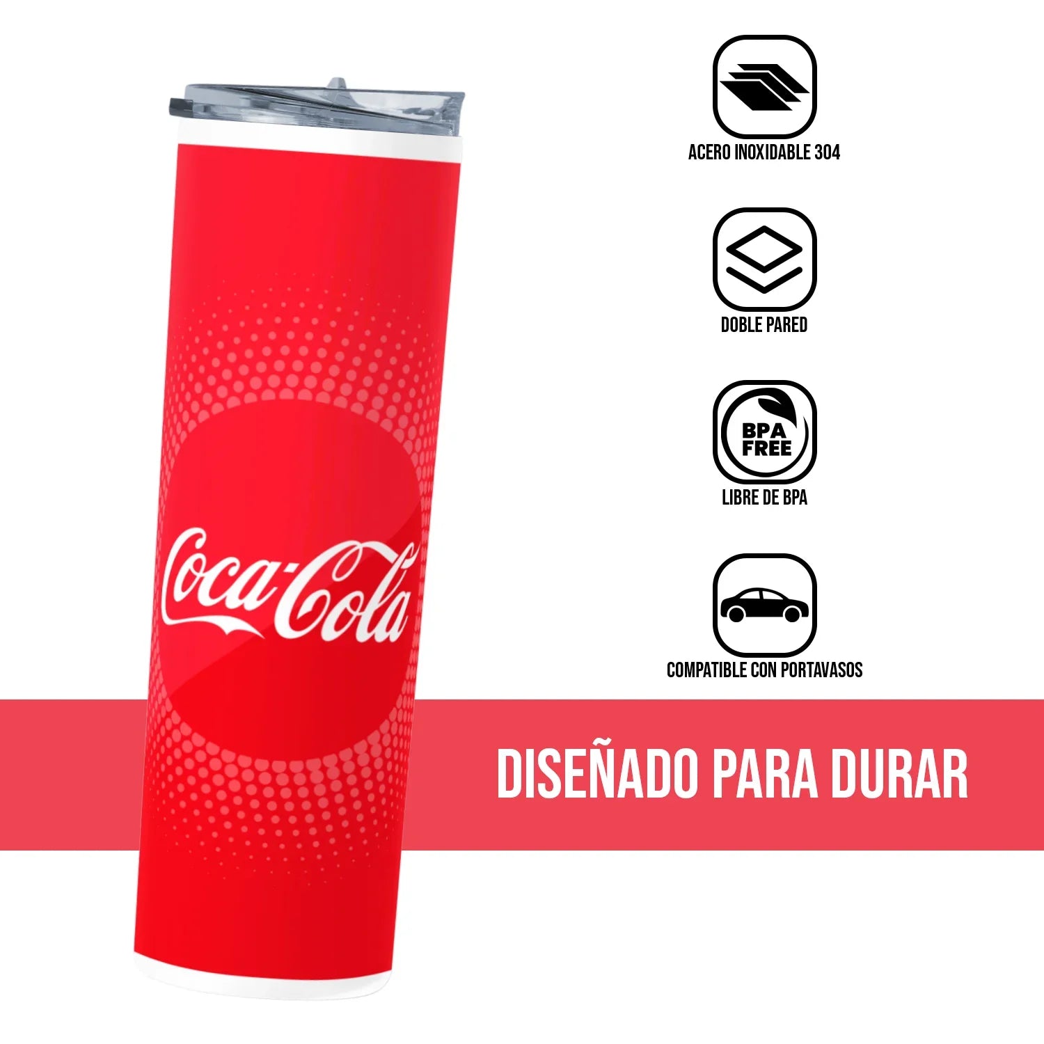 Termo Skinny Tumbler 20 oz de acero inoxidable - Coca Cola
