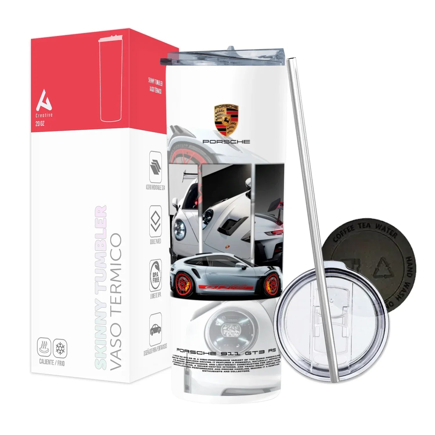 Termo Skinny Tumbler 20 oz de acero inoxidable - Porsche Details