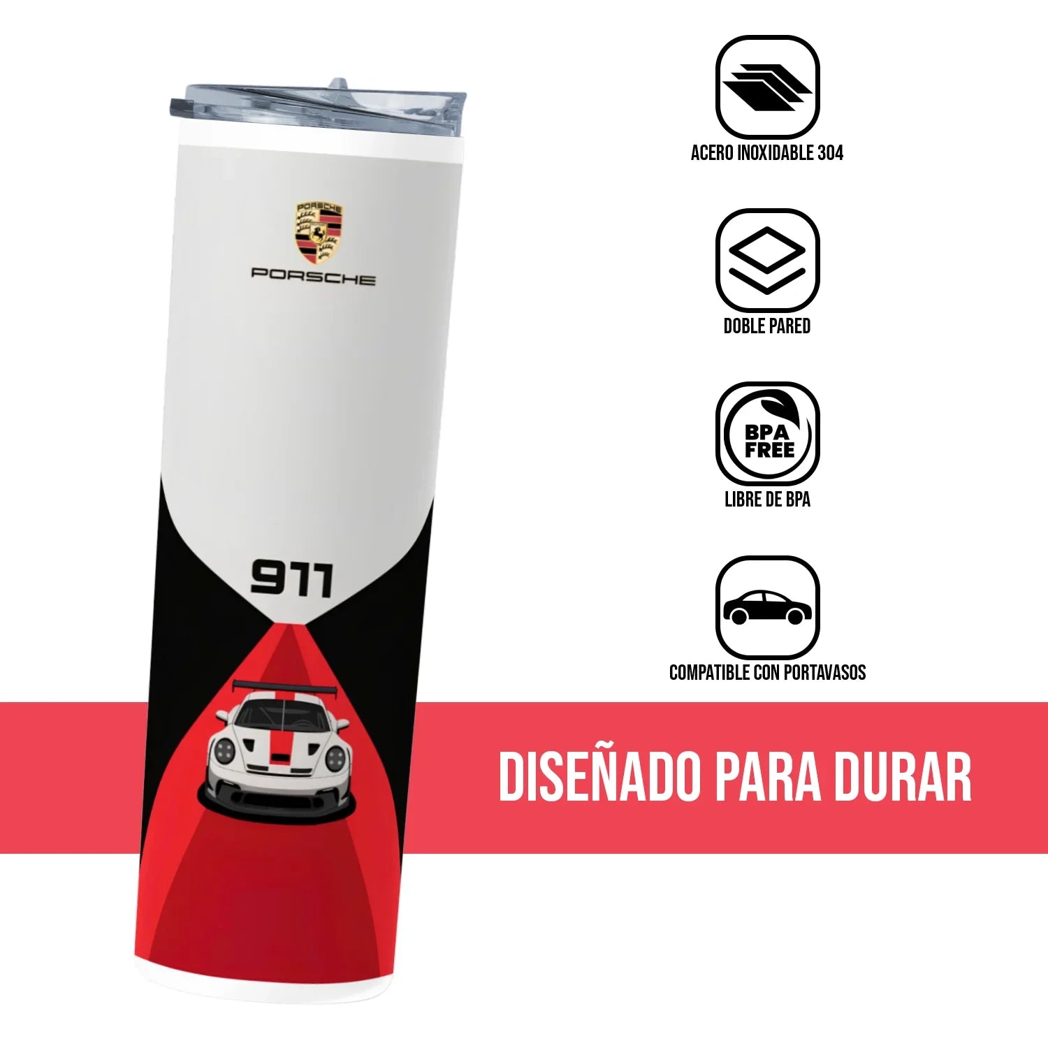 Termo Skinny Tumbler 20 oz de acero inoxidable - Porsche 911 Model 2