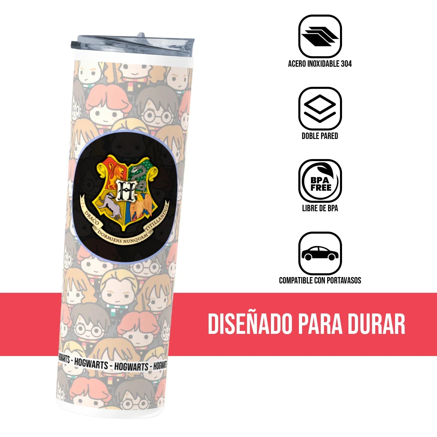 Termo Skinny Tumbler 20 oz de acero inoxidable - Harry Potter Collage