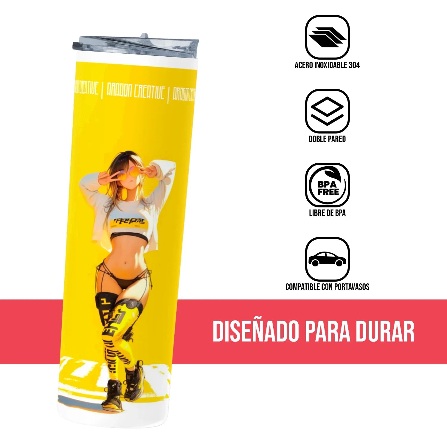 Termo Skinny Tumbler 20 oz de acero inoxidable - Chica Moderna