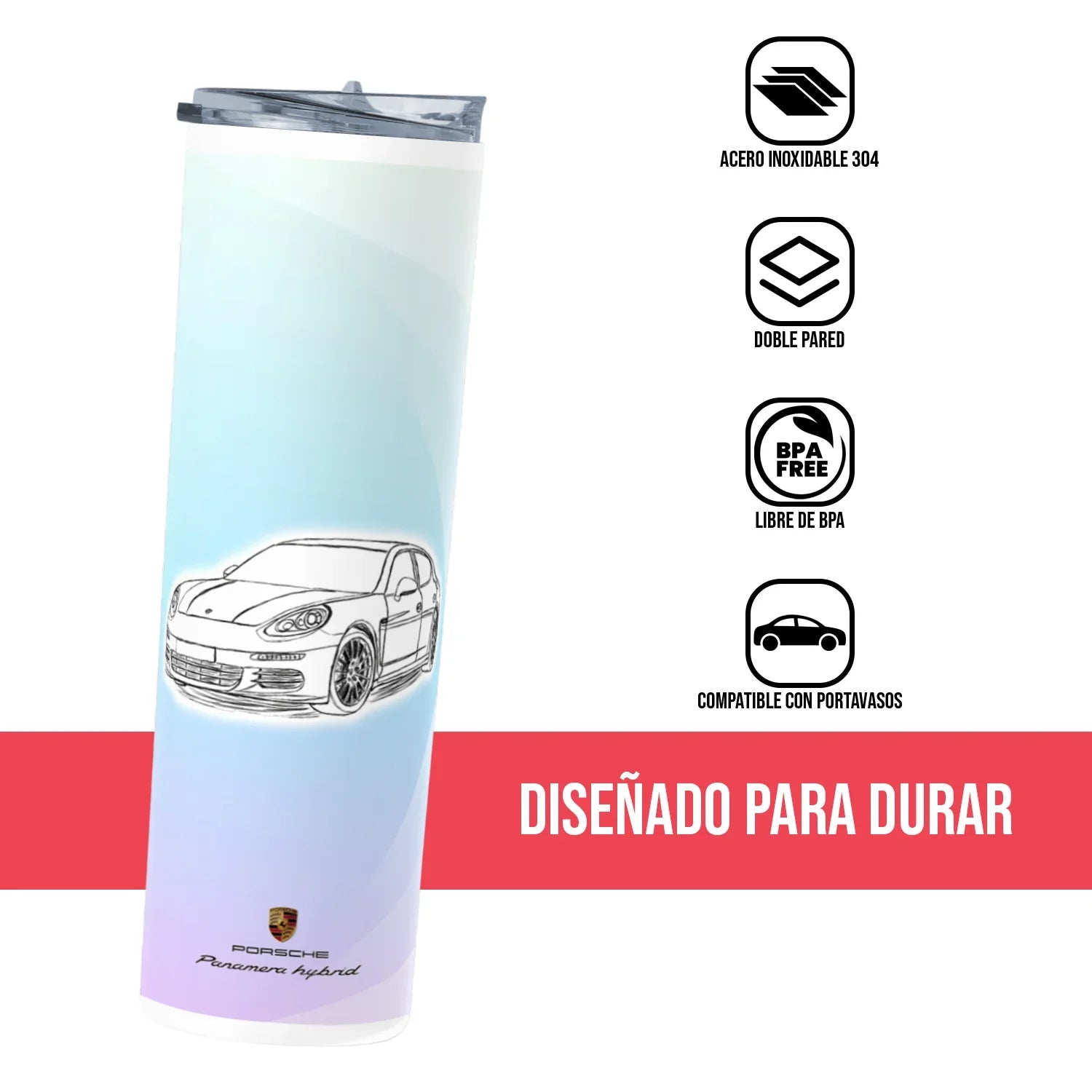 Termo Skinny Tumbler 20 oz de acero inoxidable - Porsche Pnamera