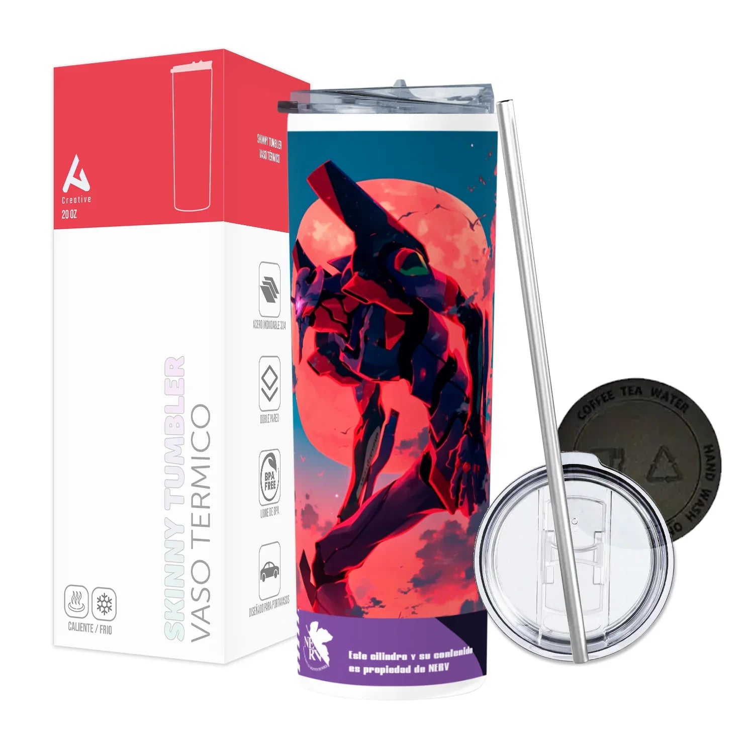 Termo Skinny Tumbler 20 oz de acero inoxidable - Evangelion 01