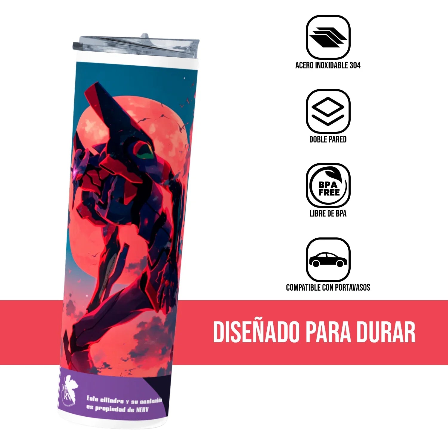 Termo Skinny Tumbler 20 oz de acero inoxidable - Evangelion 01
