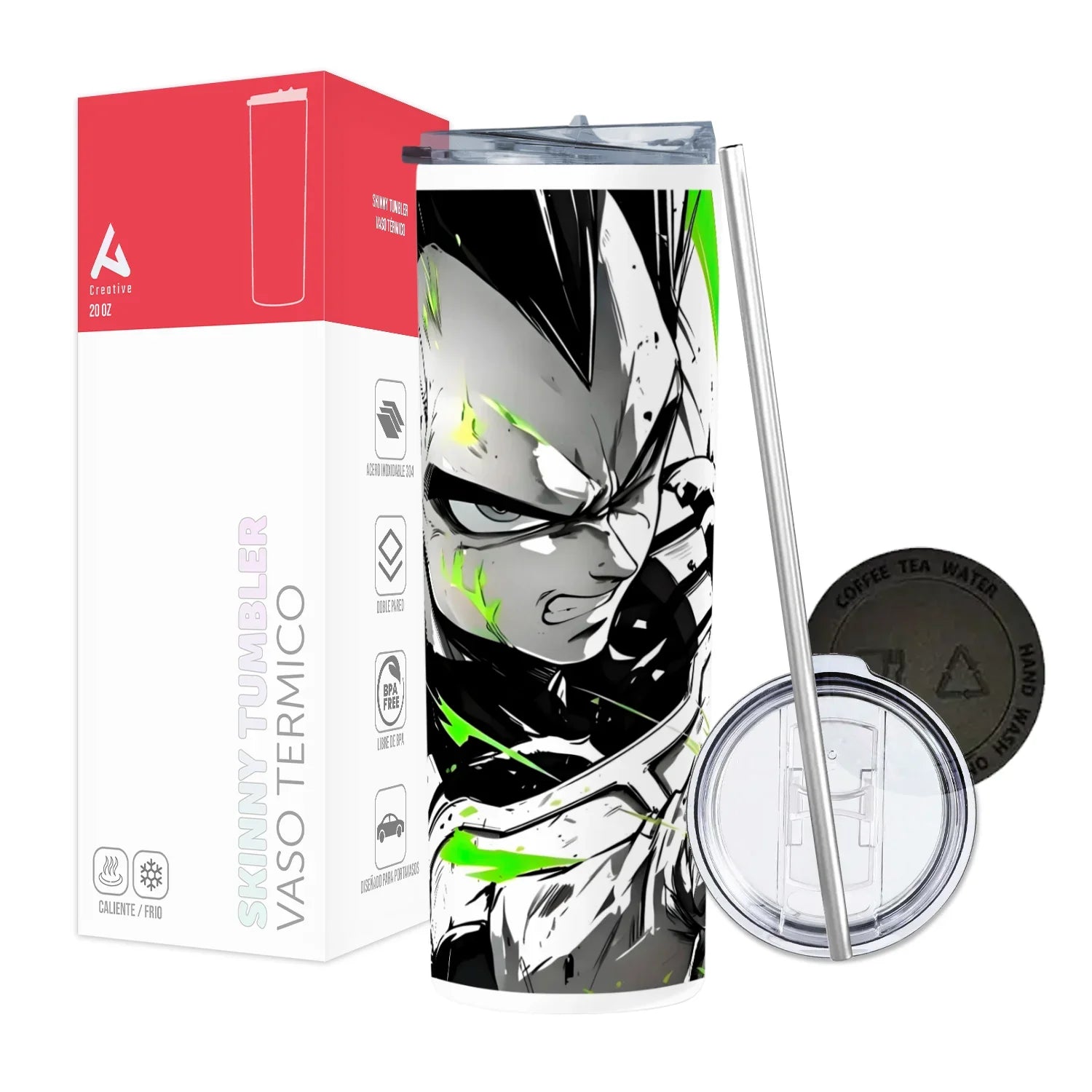 Termo Skinny Tumbler 20 oz de acero inoxidable - Dragon Ball Vegeta