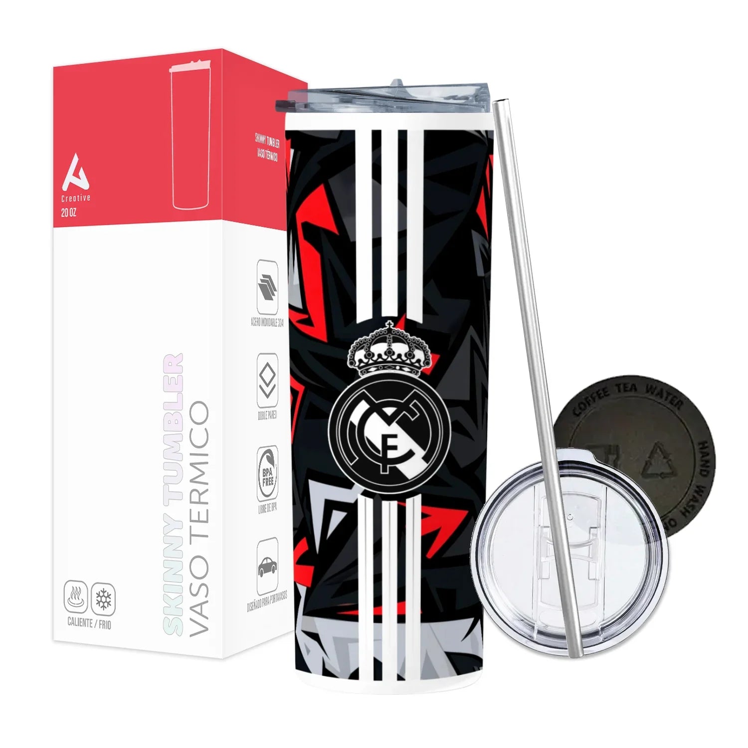 Termo Skinny Tumbler 20 oz de acero inoxidable - Real Madrid