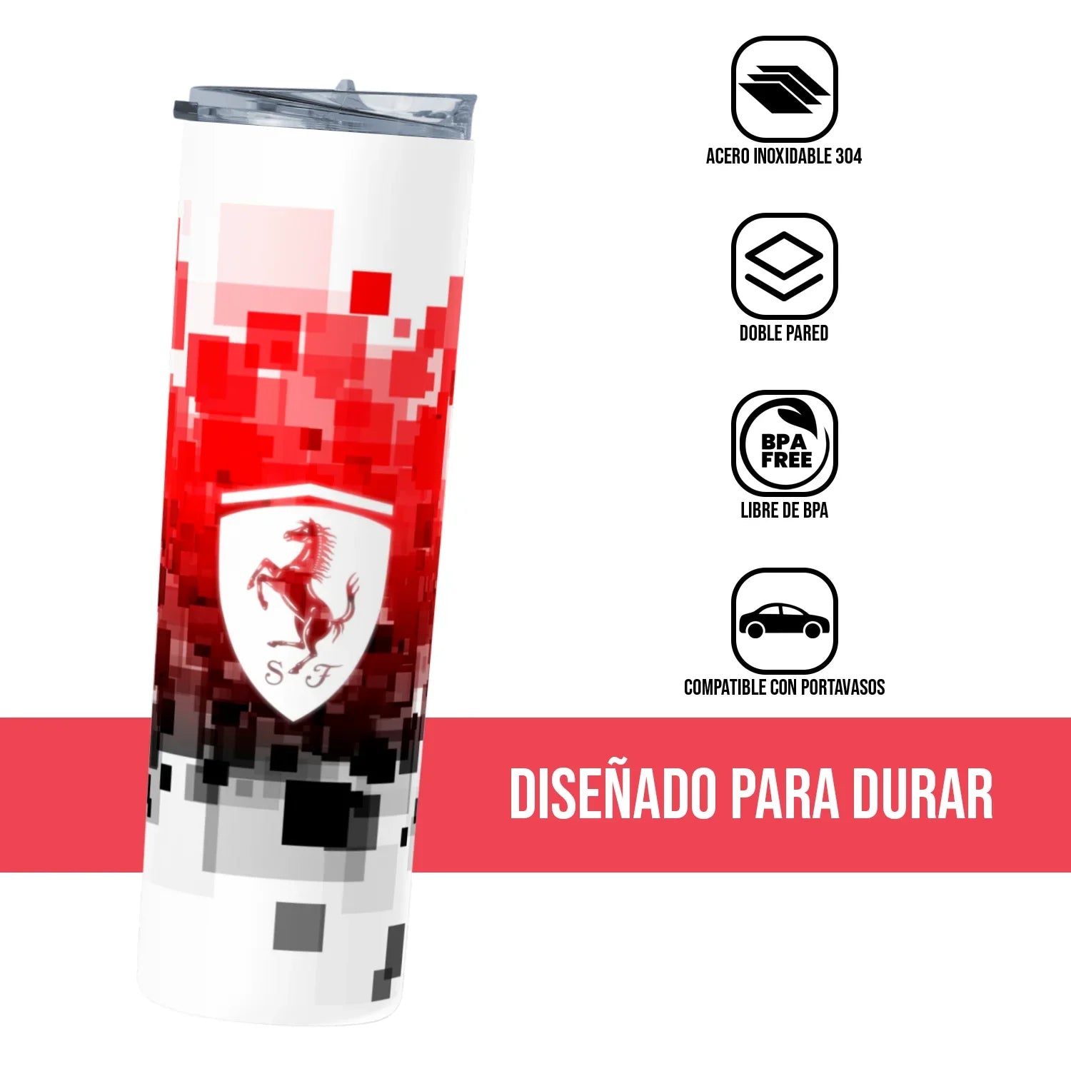 Termo Skinny Tumbler 20 oz de acero inoxidable - Ferrari 2