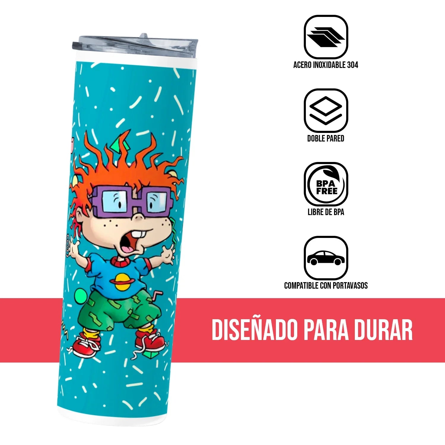 Termo Skinny Tumbler 20 oz de acero inoxidable - Rugrats Carlitos