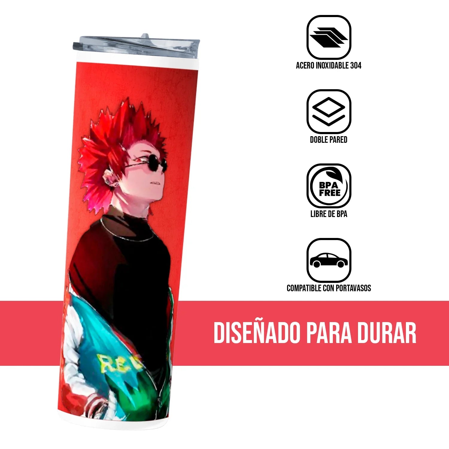 Termo Skinny Tumbler 20 oz de acero inoxidable - Eijiro Kirishima