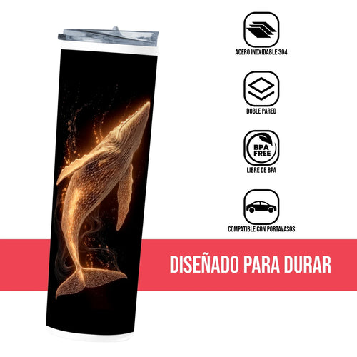 Termo Skinny Tumbler 20 oz de acero inoxidable - Ballena Dorada